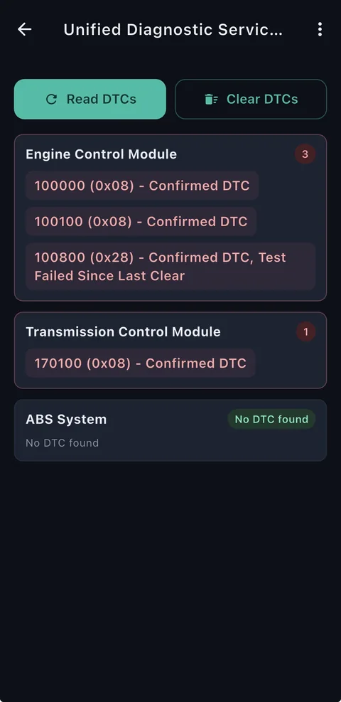 OBD CAN interface example: Scan Supported Vehicle Systems with UDS